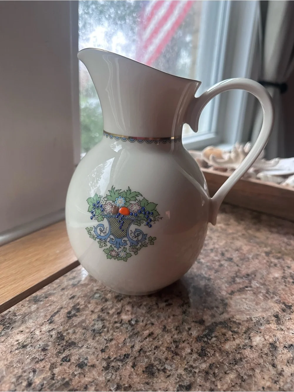 Vintage Lenox Autumn Raised Enamel Jug Pitcher 40oz